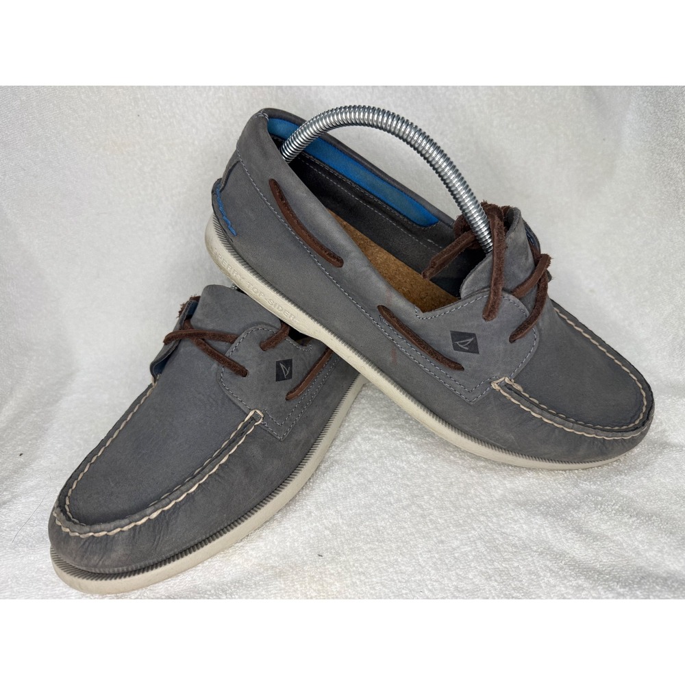 Sperry Top-Sider Mens Billfish Ultralite Grey Leather Boat Shoes STS18682 9.5